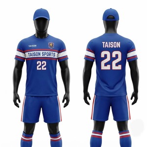 Conjunto de Uniforme de Hockey sobre Césped Personalizado para Adultos, Tela de Poliéster Transpirable de 220 g/m², Pantalones Cortos de Color Azul, Blanco y Rojo Sólido, Ropa Deportiva con Transferencia Térmica - Product Image 1