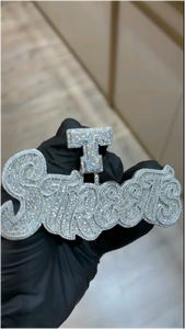 Collar con Colgante Apilable de Plata de Ley 925 Personalizado con Moissanita, Joyería Hip Hop, Nombre Inicial Personalizado, Unisex, Dorado - Product Image 3