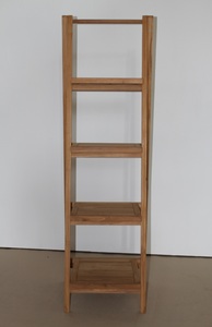 Freestanding Foldable 4-Shelf Ladder Shelf Modern Solid Teak Wood Backless Bookshelf - Product Image 5