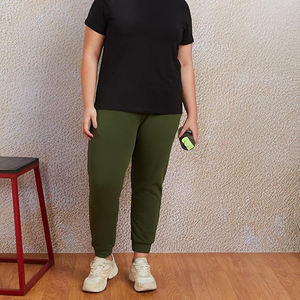 Pantalones Deportivos de Tallas Grandes para Mujer, Cintura Alta, Elásticos, con Cordón, Pierna Ancha, Bolsillos Laterales, Transpirables, Suaves, de Algodón - Product Image 5