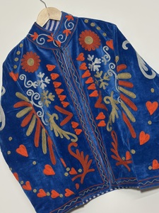 Hand Embroidered Knitted <b>Velvet</b> Suzani <b>Jacket</b> Floral Pattern Autumn/Winter Outerwear <b>Women</b> Vintage Cotton Lining Breathable - Product Image 6