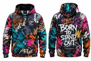 เสื้อฮู้ดพิมพ์ลายกราฟฟิตีแบบยูนิเซ็กซ์ทรงโอเวอร์ไซส์ สไตล์สตรีทแวร์ สีสันสดใส ผ้าหนา สำหรับผู้ชายและผู้หญิง - Product Image 5
