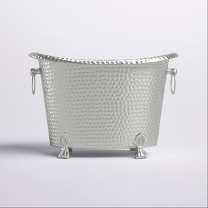 Modern Classic Metal Beverage Bucket Dotted Edge Silver <b>Wine</b> Cooler High-Shine Cast Aluminum Party Drink Tub Decorative Handles - Product Image 5