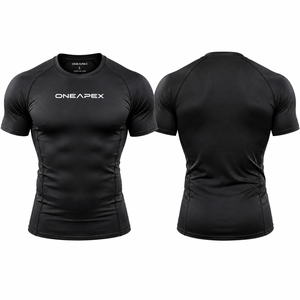 Camiseta de Compresión para Hombre, Negra, Manga Corta, Deportiva, para Gimnasio, Entrenamiento, Ropa Deportiva, Logotipo Personalizado, Fitness, Running, Ejercicio - Product Image 1