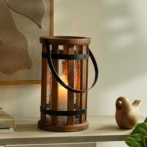 Portavelas de Madera Hecho a Mano con Borde y Asa de Metal, Decoración Moderna con Impresión UV para Hogar, Jardín y Navidad - Product Image 4