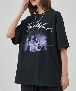 Men's Oversized <b>Black</b> <b>T</b>-<b>Shirt</b> With Photo Print Street Style Short Sleeve O-Neck Cotton Jersey Breathable - Product Image 4