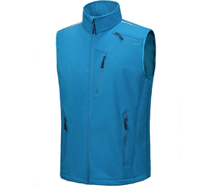 <b>Men's</b> Green Sleeveless Zippered <b>Vest</b> Stand Collar Casual Windproof Outerwear Autumn Solid Color Velour Plus Size Polyester - Product Image 5