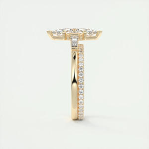 Anillo de compromiso de tres piedras con diamante cultivado en laboratorio de corte marquesa en oro amarillo - Product Image 5