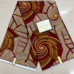 Brown Black Luxury African Wax Print Ankara Fabric Geometric Spiral Pattern for Women Dressmaking - Product Image 4
