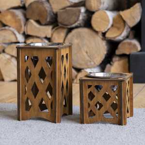 Gamelle double surélevée pour chien avec support en bois de forme carrée, en acier inoxydable, pour une alimentation sécurisée - Product Image 4