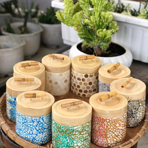 Low MOQ Bamboo Jar <b>Shell</b> Inlay Natural Material Lightweight For Home Use - Product Image 5
