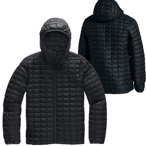 Veste matelassée à capuche noire pour homme, fermeture éclair intégrale, coupe-vent, manteau d'hiver décontracté, rembourrage en polyester, coupe régulière - Product Image 1