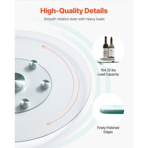 Plato Giratorio Lazy Susan de Vidrio Templado de 30 Pulgadas, Silencioso y Suave, Giratorio 360 Grados, Centro de Mesa para Comedor, Accesorio Decorativo para Mesa de 6 Personas - Product Image 3