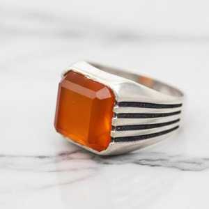 Orange Onyx <b>Ring</b> 925 Sterling Silver Mens Handmade Gemstone Jewelry <b>Statement</b> <b>Ring</b> Elegant Gift For Him - Product Image 5