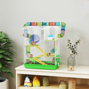 Cage à hamster à 5 niveaux de 18,5 pouces avec tubes, tunnels, cage pour petits animaux, pour rat, gerbil, porte-bouteille d'eau, gamelle, roue d'exercice et plus encore - Product Image 2