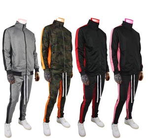 Wholesale Factory Direct Gym Wear Homme Stripe Sports Track Suit Men's Jogging Suit Blank Sweatsuit Set High Neck - Product Image 4