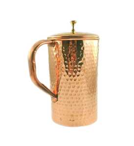 Skies Trader Engraved Golden Brass Copper Water <b>Jug</b> With Lid Spout Antique Style Pitcher Ayurvedic Drinkware Serving - Product Image 5