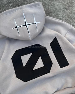 Sweat-shirts à capuche en molleton bouclette 100 % coton, unis, imprimés numériquement, teints, avec logo personnalisé brodé, vente en gros - Product Image 4