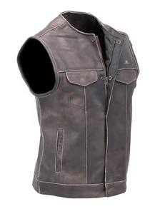 Men's Genuine <b>Leather</b> Vest <b>Sleeveless</b> Motorcycle Adults OEM Custom Wholesale Biker <b>Jacket</b> Vintage Premium Casual Outerwear 2026 - Product Image 1