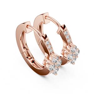 Pendientes de Aro VDS de Oro Rosa de 18K con Diamantes Naturales de Corte Brillante Redondo y Piedras Laterales Cultivadas en Laboratorio |   Moda para Mujer con Certificación IGI - Product Image 5