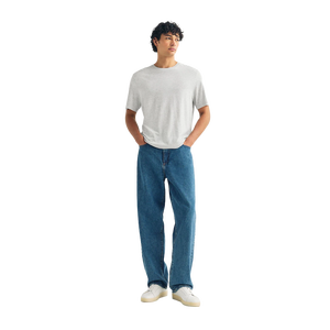 T-shirt à manches courtes pour homme, col rond, gris, 100% coton, coupe classique, couleur unie, jersey tricoté, décontracté - Product Image 1