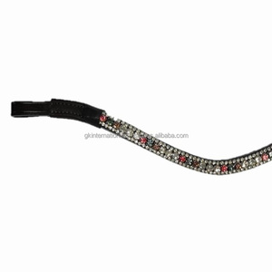 Superventas, suministro de fábrica, cristales en forma de onda, diamantes de imitación, banda decorativa de cuero elegante para cejas de caballo en cuero genuino negro - Product Image 3