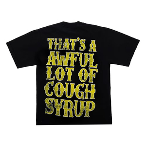 T-shirt noir à manches courtes pour homme, motif 'That's Awful Lot Rhyme', style urbain, imprimé, col rond, coupe oversize, tricoté - Product Image 2