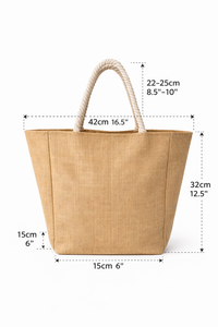 Eco Friendly Jute Tote <b>Bag</b> with Rope Handle Reusable Shopping <b>Beach</b> <b>Bag</b> <b>Large</b> Capacity Natural Fiber Tote - Product Image 3