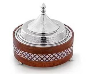 Chauffe-Plats Métallique de Luxe avec Couvercle Rabattable, Design Calligraphie Arabe, Pliable, Empilable, Fait Main, pour Mariages, Traiteur et Buffets - Product Image 5