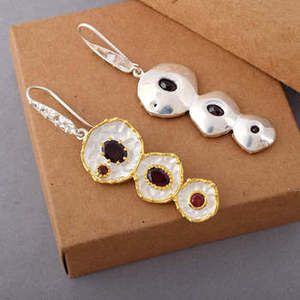 2026 Hottest Latest Design Pure 925 <b>Solid</b> Sterling <b>Silver</b> Natural Garnet Gemstones Handmade Drop <b>Earrings</b> Fine Jewelry For Women - Product Image 2