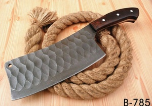 Couteau de boucher professionnel de qualité supérieure, robuste, en acier Damas, manche en bois noir, pour la cuisine, la viande et les légumes - Product Image 6
