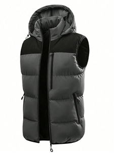 Men's Puffer Vest Breathable <b>Waterproof</b> Windproof Polyester Filled Lightweight <b>Warm</b> Outdoor Casual Sleeveless Jacket Comfortable - Product Image 3