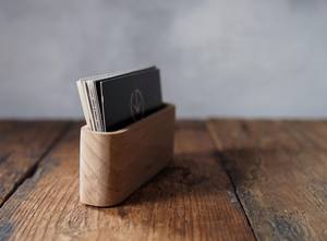 Elegant Wooden Business Card Holder | <b>Solid</b> <b>Wood</b> <b>Desk</b> Accessory | Office Supplies - Product Image 4