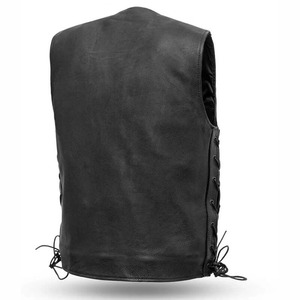 เสื้อกั๊กหนังแท้สำหรับผู้ชาย สไตล์ไบค์เกอร์ คลับ สไตล์เวสต์โค้ท - Product Image 2
