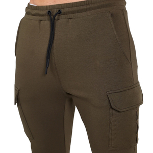 <b>Men's</b> Olive <b>Green</b> <b>Cargo</b> Joggers Gym Wear Mid Waist Drawstring Casual <b>Pants</b> With Side Pockets Regular Fit Training Athletic Wear - Product Image 5