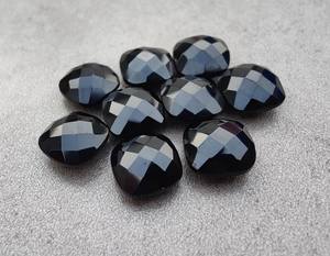 Onyx noir naturel, taille carrée, coussin, briolette, taille à carreaux, calibré, pierre précieuse en vrac pour bijoux - Product Image 5