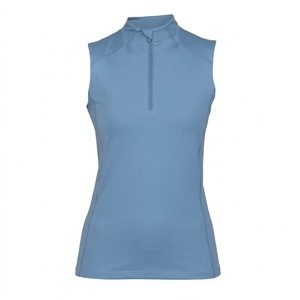 High Quality <b>Women's</b> Sleeveless Zip Polo <b>Vest</b> Solid <b>Pink</b> Collared Top Anti-Bacterial Lightweight Quick Dry Horse Riding Wear - Product Image 3