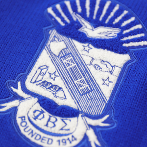 Cardigan en laine Phi Beta Sigma bleu roi et blanc, avec lettres grecques, boutonné, tricoté, vêtement de fraternité, coupe premium - Product Image 4