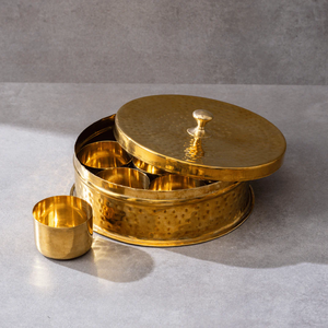 Best Quality Brass Spice <b>Box</b> at Affordable Price With Lid And Cups Hammered Finish Brass spice <b>Box</b> - Product Image 1