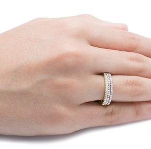 Anillo de Boda de Media Eternidad con Diamantes de Moissanita, Anillo de Diamantes de Moissanita de Corte Brillante Redondo de 1.4mm con Engaste de Puntas - Product Image 4