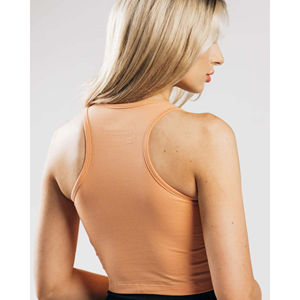 Top corto de alto rendimiento para mujer, azul hielo, sin mangas, estilo espalda cruzada, cuello redondo, largo, ajustado, venta al por mayor, OEM - Product Image 4