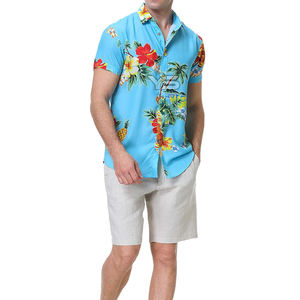 Últimos diseños de camisetas hawaianas para hombre con logo/color personalizado, transpirables, de la mejor calidad premium, con efecto antiarrugas. - Product Image 3