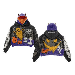 เสื้อฮู้ดดี้แบบซิปเต็มตัวสไตล์วินเทจทำสีซีดแบบดิสเทรส ยูนิเซ็กส์ ผ้าเฟรนช์เทอร์รี่เนื้อหนา ตะเข็บดิบ ทรงหลวมไหล่ตก สำหรับทุกเพศ - Product Image 1