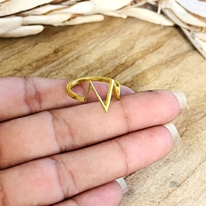 Buyer Favorite Geometric Wave <b>Ring</b> Minimalist Brass <b>Ring</b> for Women 18k Gold Plated <b>Dainty</b> Chevron Jewelry for Wholesale/OEM/ODM - Product Image 3