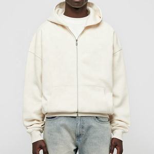 Hot Selling Boxy Fit <b>Zip</b> <b>Up</b> Hoodie Cotton Sweatshirt Custom Printing Streetwear Zipper <b>Cropped</b> Hooded Sweatshirt for Unisex - Product Image 4