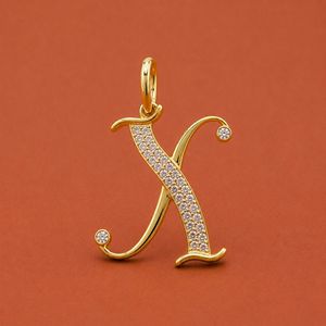 Colgante de Plata S925 con Letra Inicial X y Diamante Moissanite Redondo, Estilo Iced Out - Product Image 1