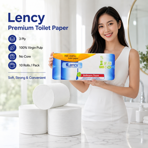 Lency Toilet <b>Paper</b> 3 Ply No Core 10 Rolls Pack Soft Virgin Pulp Bathroom <b>Tissue</b> - Product Image 2