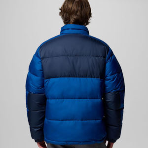 Veste matelassée pour homme de qualité supérieure, couleur bleue, coupe-vent, col montant, fermeture éclair, décontractée, hiver, épaisse, 100% polyester, coupe régulière - Product Image 3