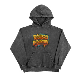 OEM Custom Winter Washed Look Fleece Hoodie Men Streetwear Oversized Pullover Cotton <b>Fabric</b> Acid Wash Factory Direct Wholesale - Product Image 2