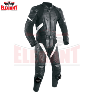 Combinaison en cuir de moto unisexe de style actuel, équipement de course de moto avec design imprimé coupe-vent, cuir véritable pour une utilisation hivernale - Product Image 2